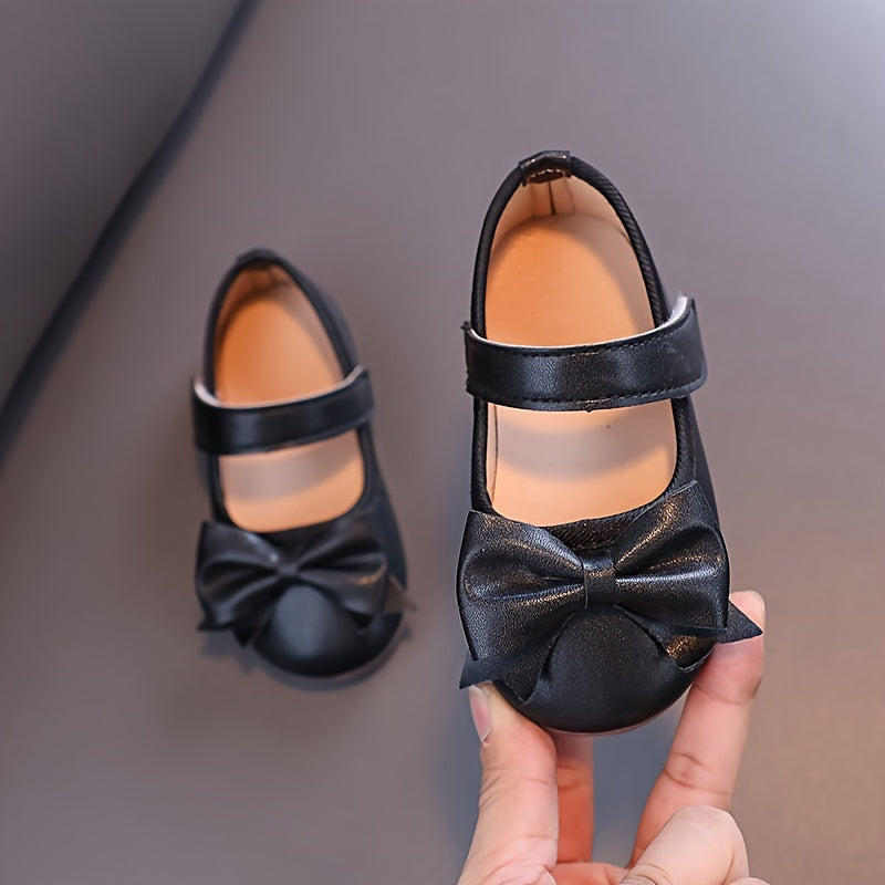Chaussures plates Mary Jane pour filles, semelle souple antidérapante, décorées d'un nœud, style princesse