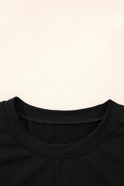 Black Lace Long Sleeve Insert Drop Shoulder Tee