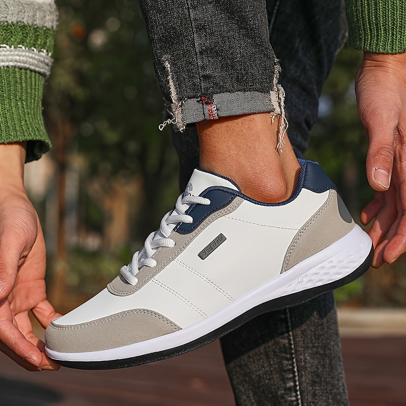 VanWeir Lightweight Men'S Shoes | Navy Blue/White, Lace-up Sports Shoes with MD/TPR Sole, Breathable Fabric Lining for Outdoor, Hiking & Casual Wear