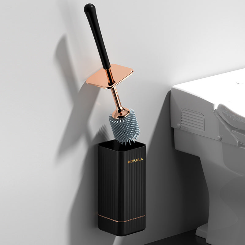 Aokala WC-Bürste mit Halter, elegantes WC-Bürsten-Set mit ergonomischem, langem Griff, modernes Badezimmer-Reinigungszubehör, langlebig, gründliche Reinigung, ideales Weihnachts- oder Halloween-Geschenk! – Schwarz &amp; Weiß