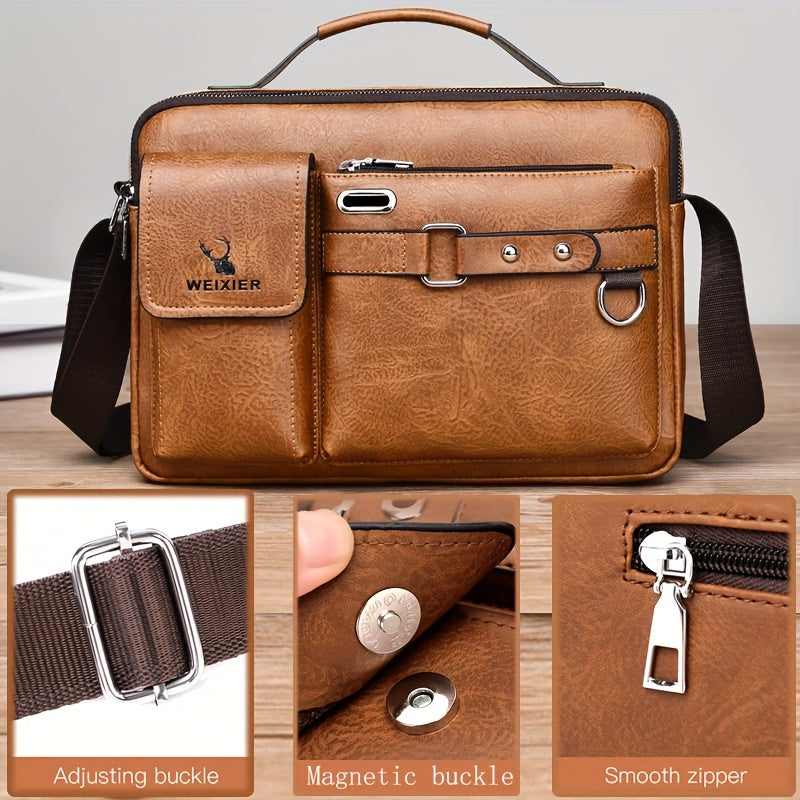 WEIXIER Herren-Umhängetasche, kompatibel mit / - Verstellbare Business- und Freizeit-Schultertasche, Bürotasche, Geschenk für Ehemann, Freund (Material)