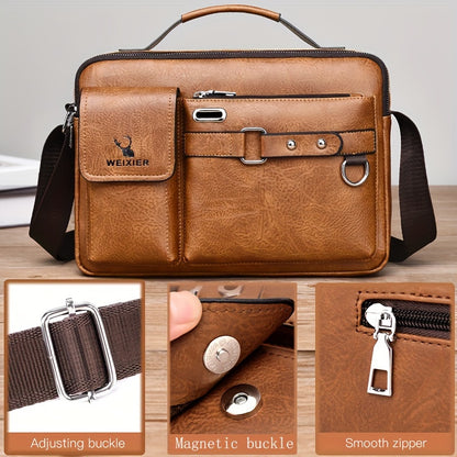 WEIXIER Herren-Umhängetasche, kompatibel mit / - Verstellbare Business- und Freizeit-Schultertasche, Bürotasche, Geschenk für Ehemann, Freund (Material)