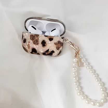Stilvolle Kopfhörerhülle mit Leopardenmuster und Aufhängekette – perfekt für AirPods 1 und 2!