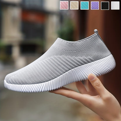 Lightweight Breathable Women's Slip-On Sneakers - Solid Color Low Top Design for Summer Casual Sports Shoes with EVA Sole and Comfort Insole