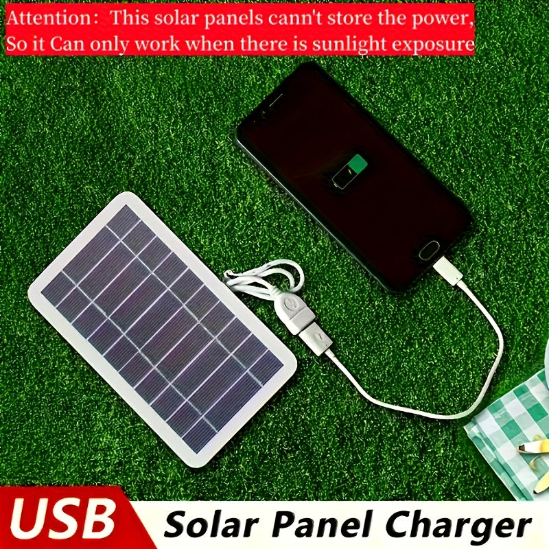 2W Solar Charger Portable Solar Panel with USB, Compact & Lightweight Outdoor Solar Power Bank Charger Compatible for for Power Banks, Phones, Flashlights, USB- Devices (Camping, Hiking, Emergency)
