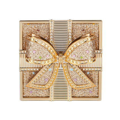 Elegant Bowknot Air Powder - Lightweight, Long-Lasting Oil Control & Waterproof Setting Powder for All Skin Tones, Ivory White & Cool Beige, Matte Finish with Glittery Golden Bow Design