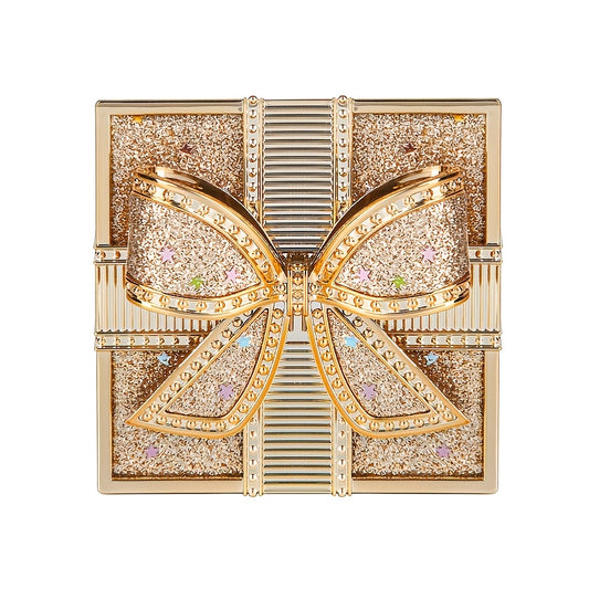 Elegant Bowknot Air Powder - Lightweight, Long-Lasting Oil Control & Waterproof Setting Powder for All Skin Tones, Ivory White & Cool Beige, Matte Finish with Glittery Golden Bow Design