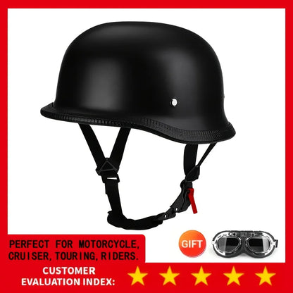 Motorcycle Half Helmet German Leather Vintage Helmet Casco Moto Motorcycle Open Face Helmet Biker Pilot DOT Certification M-L-XL