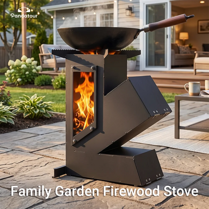 Pandatour Outdoor Portable Stainless Steel Rocket Stove For Outdoor Cooking Camping Stove Heating And Cooking Wood Stove
