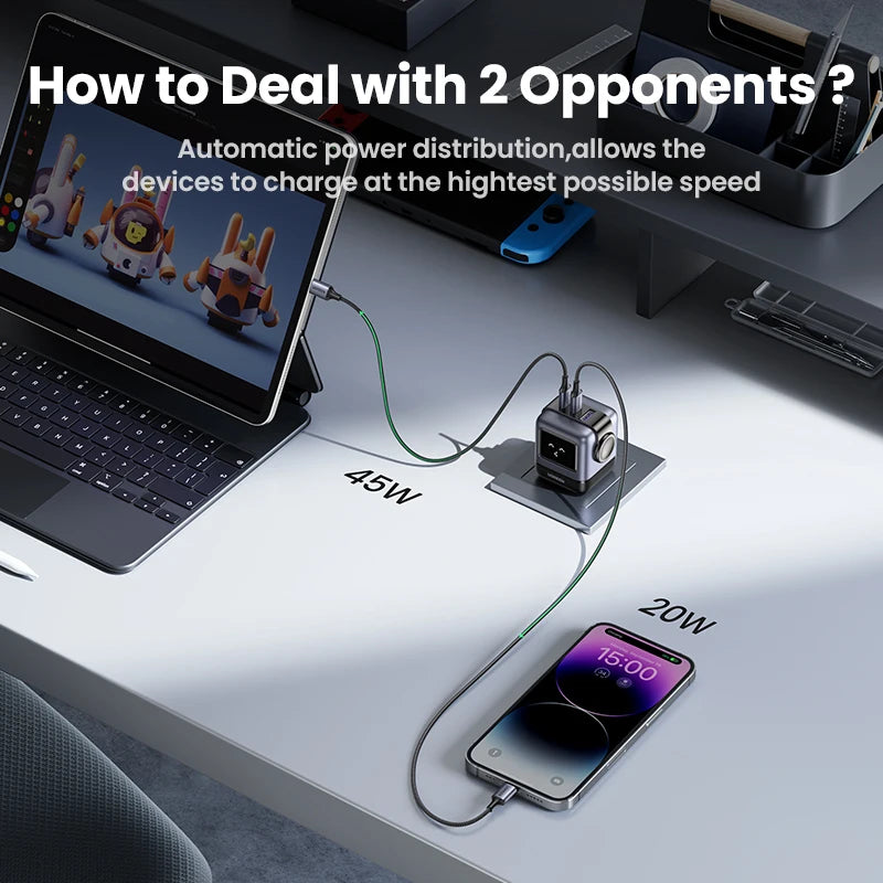 【US-Stecker】UGREEN 65W 30W GaN-Ladegerät im Roboter-Design mit PD3.0-Schnellladefunktion, QC4.0, 3.0 und PPS für iPhone 17, 16, 15 Pro, MacBook, Laptop und Tablet