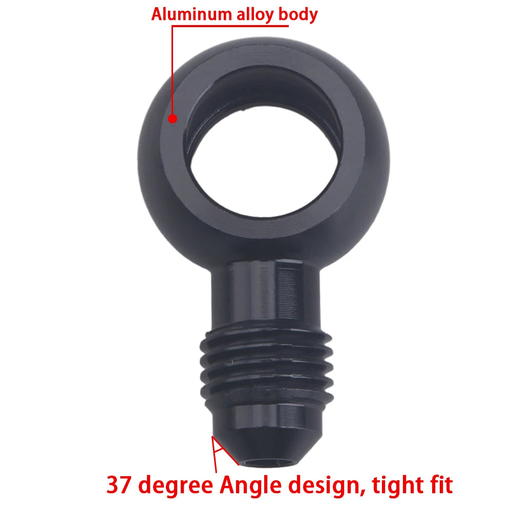 Aluminum Banjo Adapter Fitting 10AN Male Flare AN3 AN4 AN6 AN8 AN10 to 12mm 14mm 16mm Banjo Hole for Fuel & Brake Systems Black