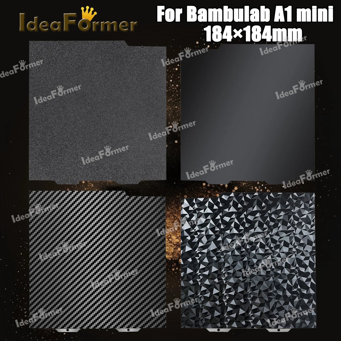 For Bambu Lab A1 Mini Build Plate Double Sided texture PEI smooth PEO PET Bed Spring Steel Sheet 184x184mm For Bambulab A1 Mini.