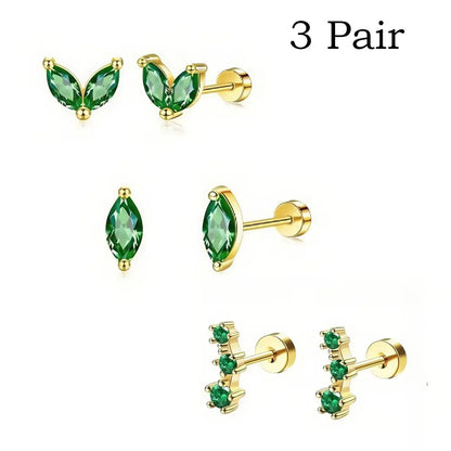 6/2Pcs Hypoallergenic Tiny 20G Stainless Steel Stud Earring for Women, Dainty CZ Cartilage Conch Helix Ear Piercing Jewelry Gift