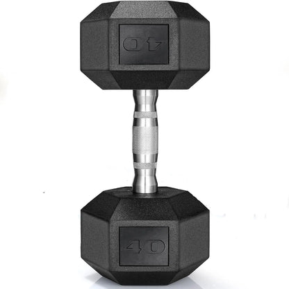 Rubber Hex Dumbbell Hand Weight, 30-75LB Dumbbells Rubber Coated Cast Iron Hex Black Dumbbells, Weights Dumbbells Set,1Pair/2Pcs