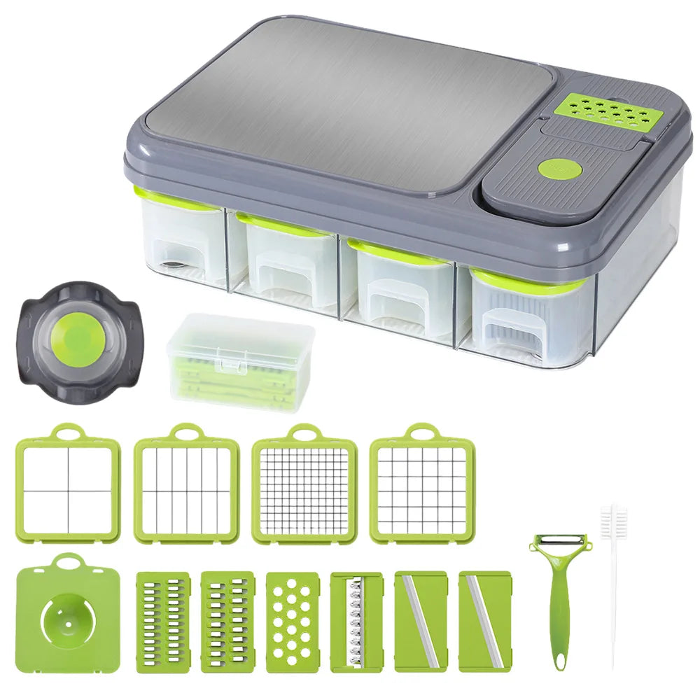 Multi-function Vegetable Chopper Slicing Shredding And Dicing Cutter Set with Container Chopping Board Food Slicer Kitchen Tools