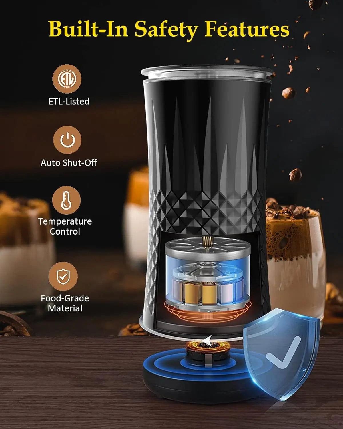 4 in 1 Electric Milk Frother And Steamer  240ml Electric Hot And Cold Milk Frother For Coffee Cappuccino Automatic Milk Frother