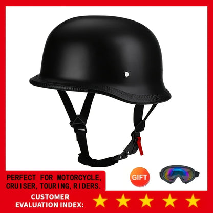 Motorcycle Half Helmet German Leather Vintage Helmet Casco Moto Motorcycle Open Face Helmet Biker Pilot DOT Certification M-L-XL