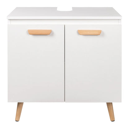 Bathroom Cabinet with 2 Doors Storage Undersink 60x40x60.5cm White/Black Vanity Unit Floor-Standing Toilet Home Furniture