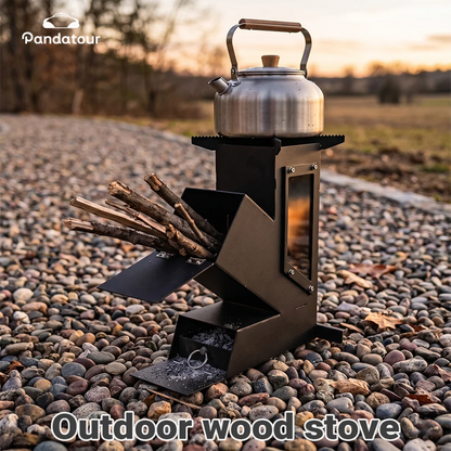 Pandatour Outdoor Portable Stainless Steel Rocket Stove For Outdoor Cooking Camping Stove Heating And Cooking Wood Stove