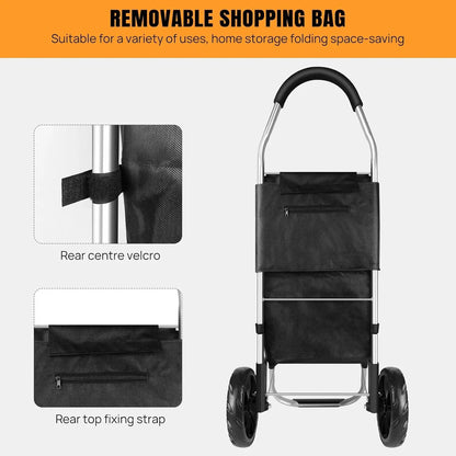 Shopping Cart Large Lightweight Folding Trolley Waterproof Bag 2 Wheel Large 40L Large Capacity Detachable Durable Aluminum Frame Silent Stair-Climbing Grocery Trolley