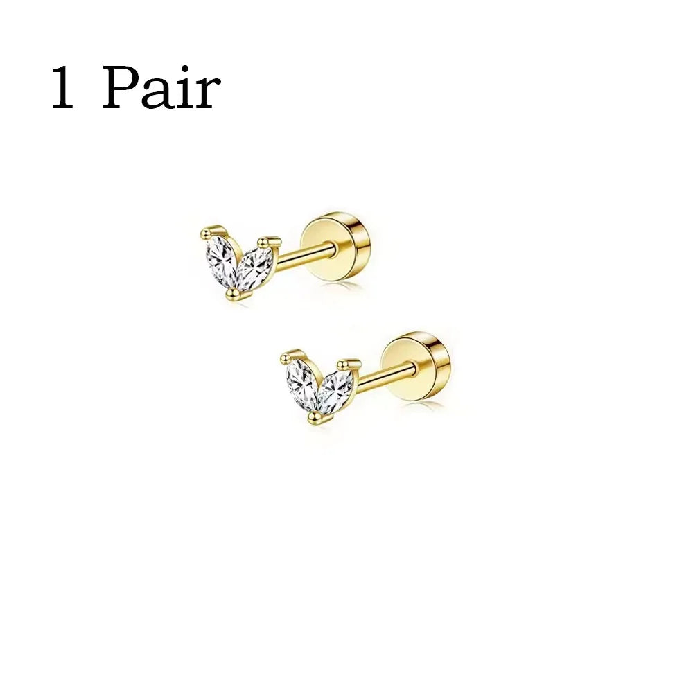 6/2Pcs Hypoallergenic Tiny 20G Stainless Steel Stud Earring for Women, Dainty CZ Cartilage Conch Helix Ear Piercing Jewelry Gift