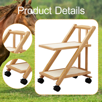 Foldable Bedside Table Storage Rack with Wheel 2-Layer Coffee Table Storage Sofa Bookcase Floor-Standing Bedroom Snack Push Cart