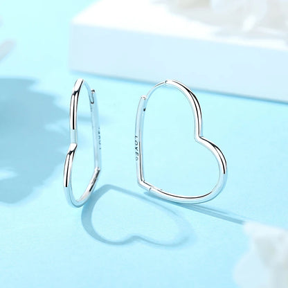New 2026 Original 925 Sterling Silver Earrings For Women Piercing Hoop Love Heart Earings Rose Gold Wedding Gift Luxury Jewelry