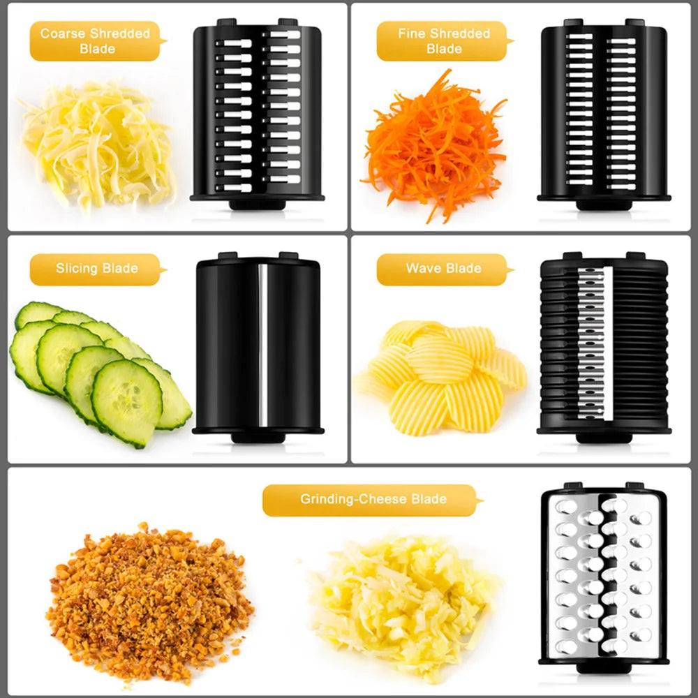 500W 5-in-1 Kitchen Electric Vegetable Chopper – Stainless Steel Slicer, Shredder/Grater for Cheese, Carrots, Potatoes, 220V
