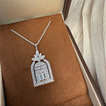 Fine Jewelry Full of Zircon Door Shaped Pendant Necklace for Women .Love Necklace. Anniversary Gift