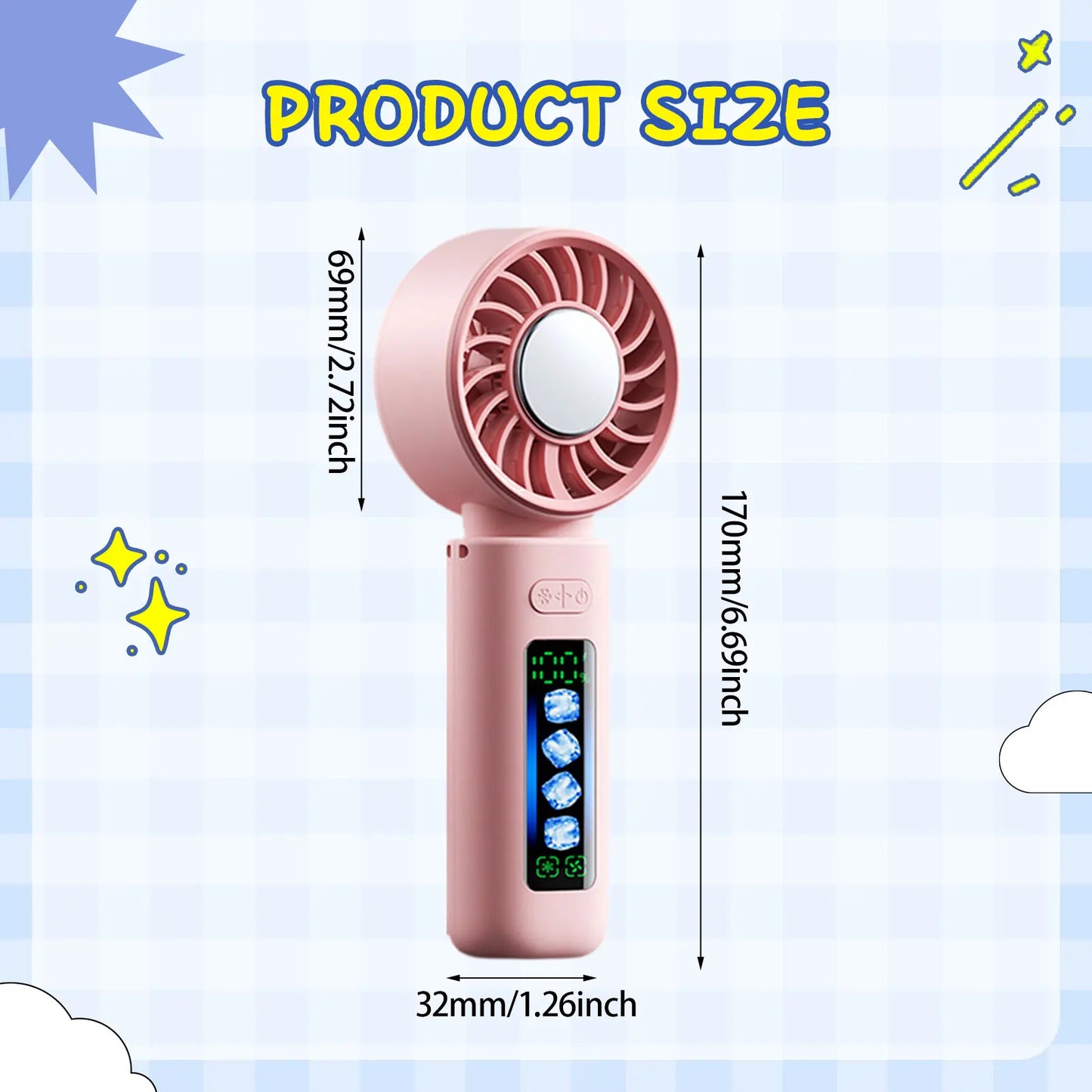 Portable Handheld Fan Personal Desk Fan Adjustable 100 Speeds for Hiking Camping Beach Compact Size for On-the-Go Cooling