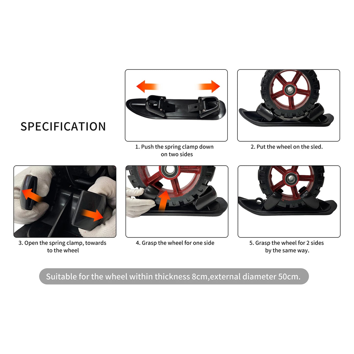 2 in 1 Snow Scooter Strollers Wheel Ski Sled Kids Snow Conversion Ski Scooter Sled Board for Backyard Jogging Sidewalks