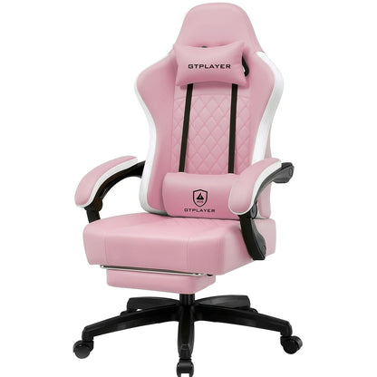 GTPLAYER Fabric Gaming Chair with Footrest, Computer Desk Chair with Pocket Spring Cushion, Home Office Ergonomic Chair