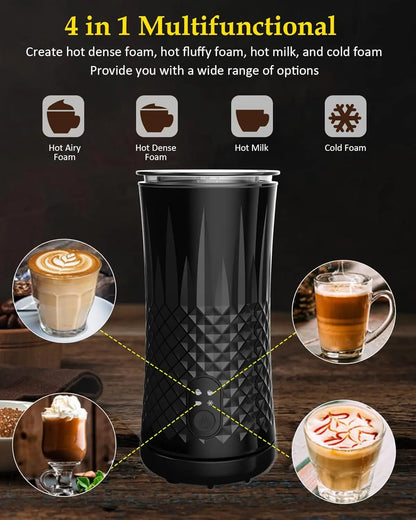 4 in 1 Electric Milk Frother And Steamer  240ml Electric Hot And Cold Milk Frother For Coffee Cappuccino Automatic Milk Frother