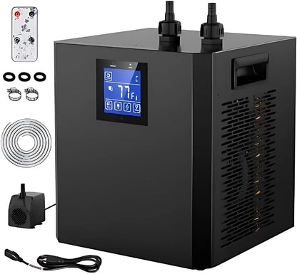 Aquarium Chiller for Fish Tank 79Gal Hydroponic Water Chiller 1/3HP Axolotl Cooler with Remote Control Pump Pipe Pet Products