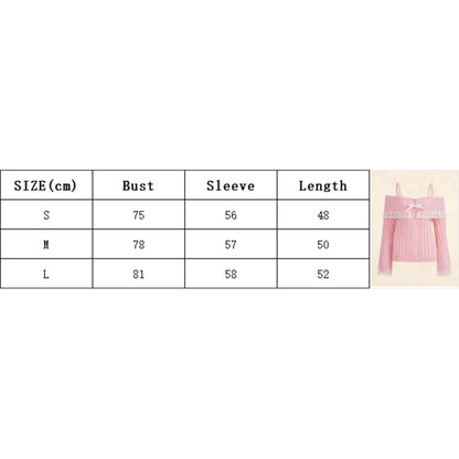 Women's Cold Shoulder Sweaters Long Sleeve Contrast Lace Knit Pullovers Bow Front Jumper Tops