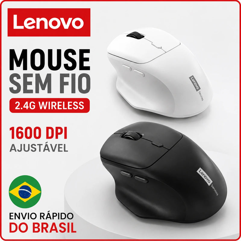 Lenovo Wireless Mouse Ergonomic Design 2.4G Dual-Mode Connection Large-Capacity Battery Comfortable For Gaming And Office Use