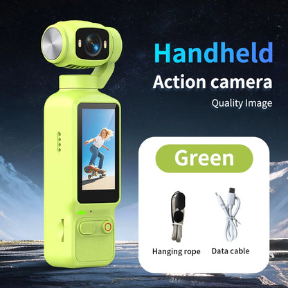 4K HD Handheld Outdoor Action Camera Portable Pocket Camera 180 ° Rotating Record Vlog Life Video Recording Entry Action Camer