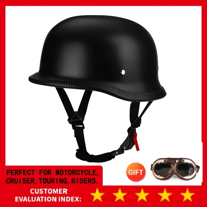Motorcycle Half Helmet German Leather Vintage Helmet Casco Moto Motorcycle Open Face Helmet Biker Pilot DOT Certification M-L-XL