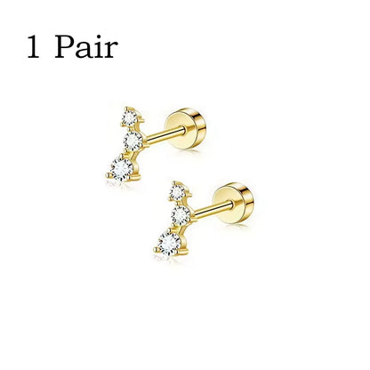 6/2Pcs Hypoallergenic Tiny 20G Stainless Steel Stud Earring for Women, Dainty CZ Cartilage Conch Helix Ear Piercing Jewelry Gift