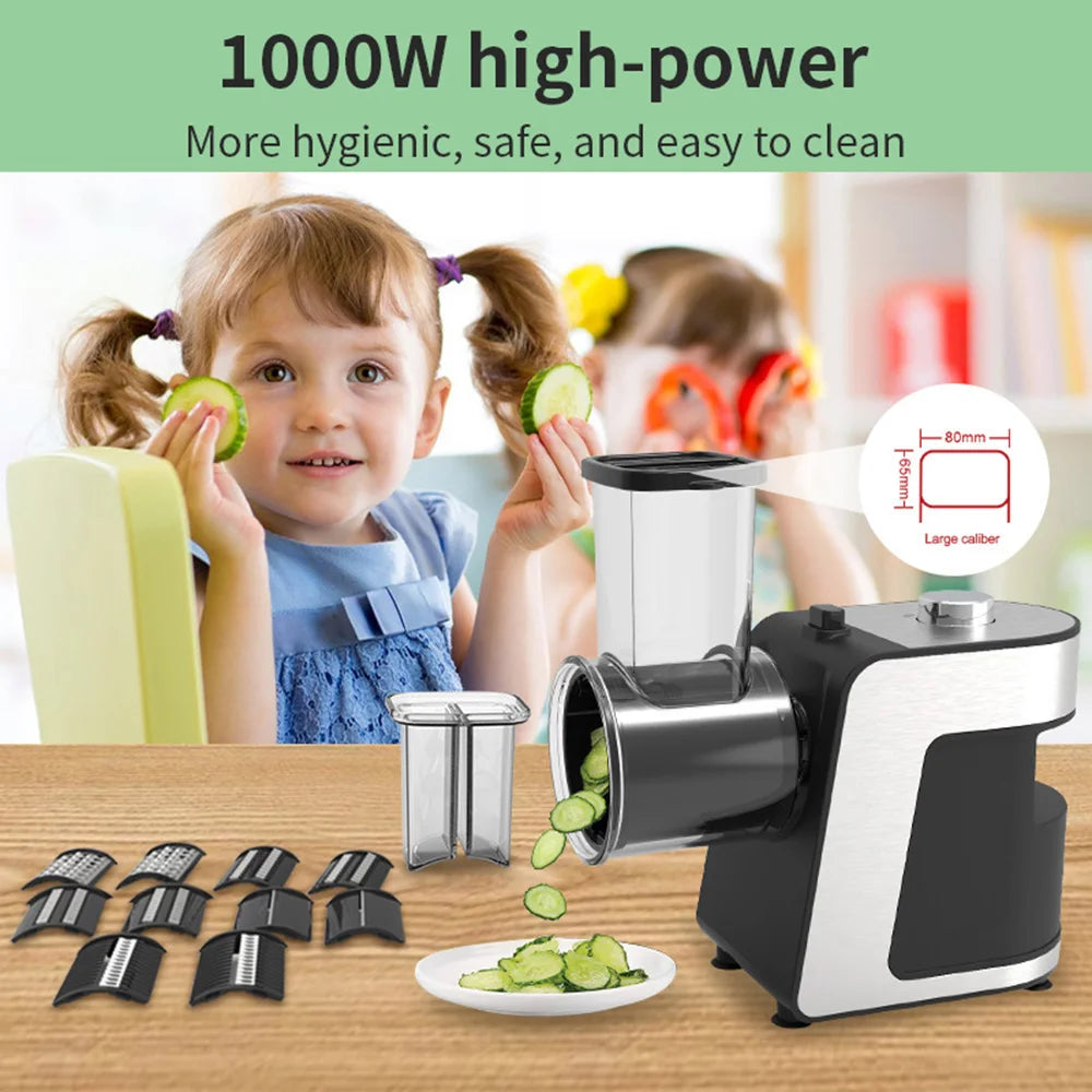 500W 5-in-1 Kitchen Electric Vegetable Chopper – Stainless Steel Slicer, Shredder/Grater for Cheese, Carrots, Potatoes, 220V