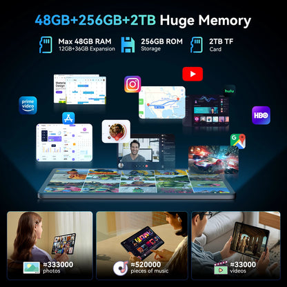 KINGRID T60 Android 16 Tablet PC with Keyboard Mouse Case, 12.2 Inch 2.5K Display, 24GB RAM 256GB ROM, Octa Core T7280 Processor, 10000mAh Battery, 4G LTE Dual SIM, PC Mode, Tablet for Work Study and Entertainment Tablet andr