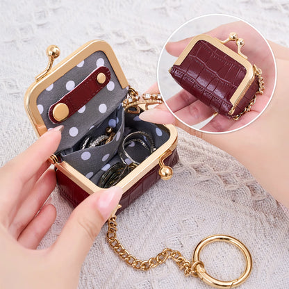 Luxury Mini Jewelry Storage Bag HighQuality Crocodile Pattern Jewelry Box Portable Earrings Rings Small Items Storage Coin Purse