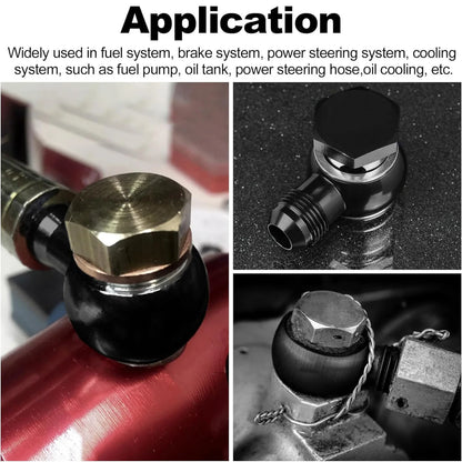Aluminum Banjo Adapter Fitting 10AN Male Flare AN3 AN4 AN6 AN8 AN10 to 12mm 14mm 16mm Banjo Hole for Fuel & Brake Systems Black