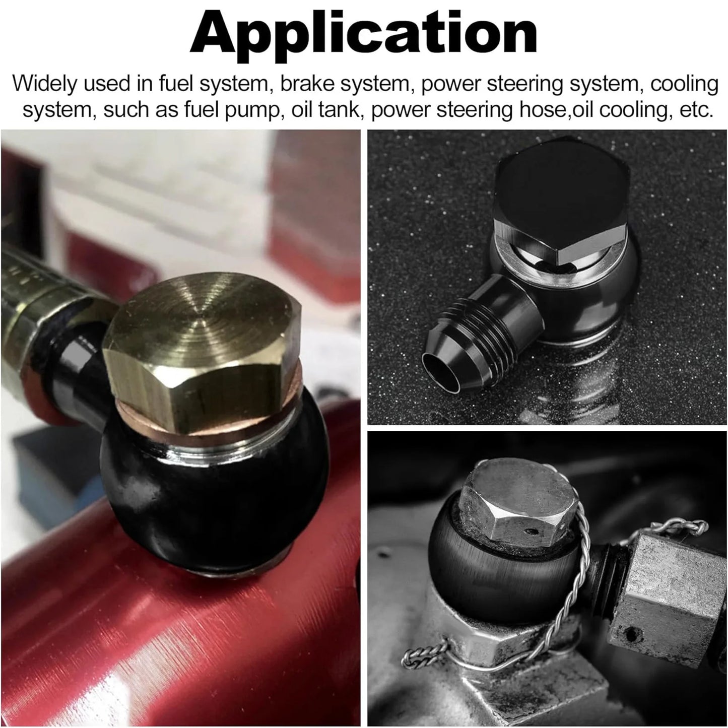 Black Aluminum Banjo Adapter Fitting 10AN Male Flare AN3 AN4 AN6 AN8 AN10 to 12mm 14mm 16mm Banjo Hole for Fuel & Brake Systems