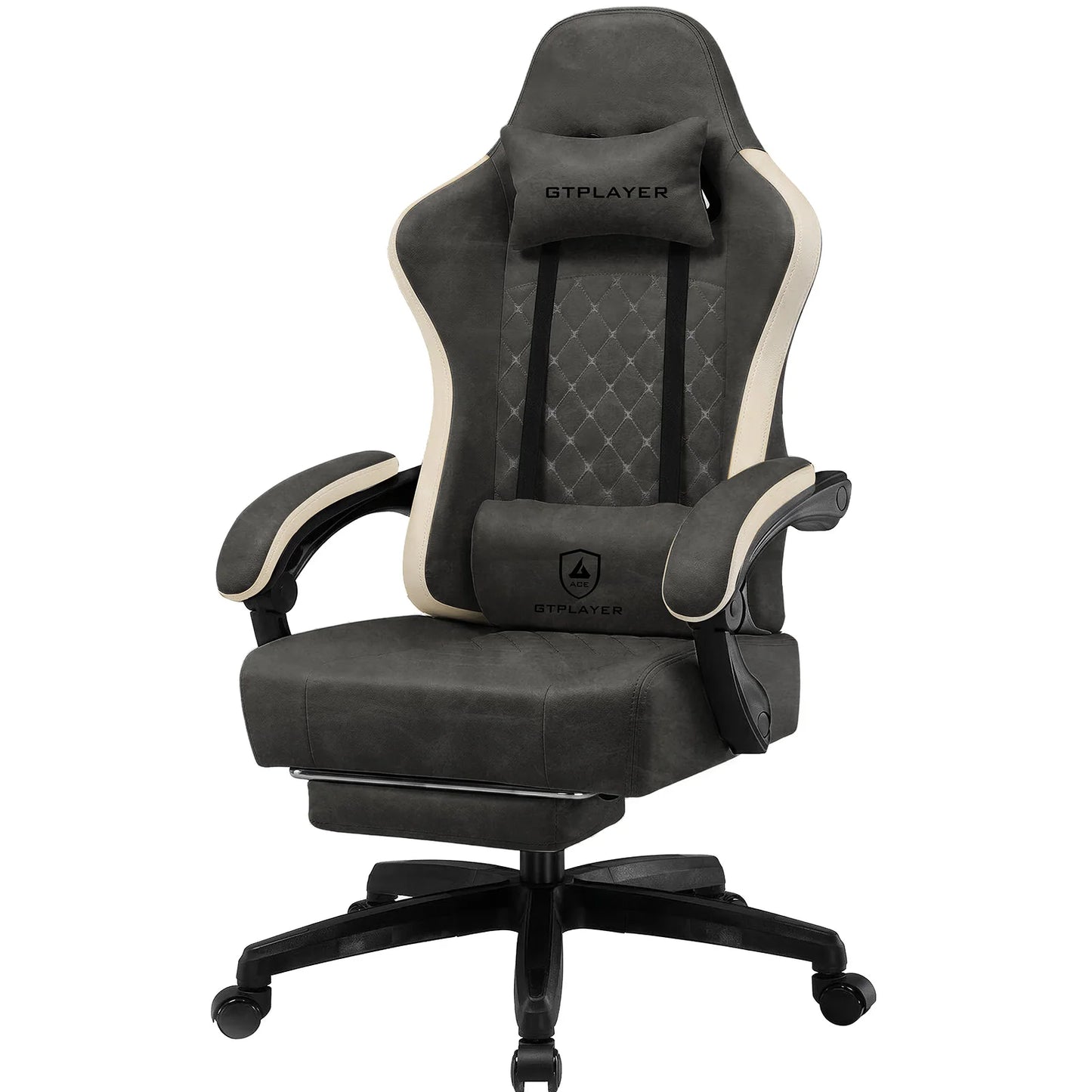 GTPLAYER Fabric Gaming Chair with Footrest, Computer Desk Chair with Pocket Spring Cushion, Home Office Ergonomic Chair