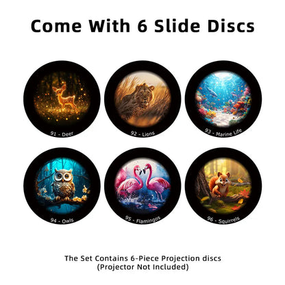 4K Galaxy Projector Lamp Disc HD Star Projector Night Disc Planetarium Projector - 6 Pcs Animal Series (Projector Not Included)