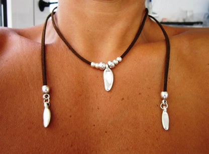 Boho Necklace Leather Cord Necklace Long Necklace Boho