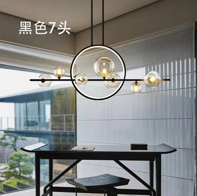 Moderner Restaurant-Kronleuchter aus Glas in nordischer Farbe, nordische Schlafzimmer-Bar-Lampe aus Aluminium