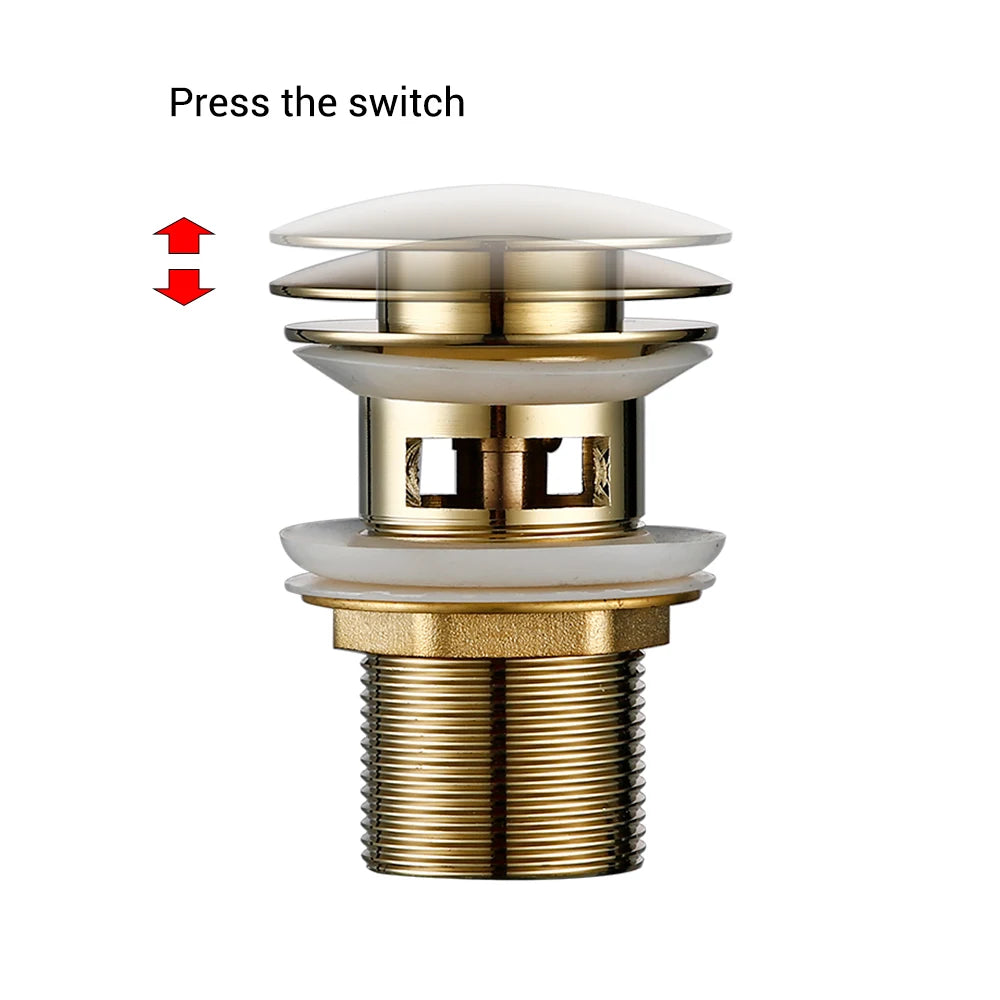 Pop up Drain Button Bathroom Sink Plug Black Gold Rose Siphon Waste Stopper Wash Basin Faucet Accessory for Kitchen Or Bath