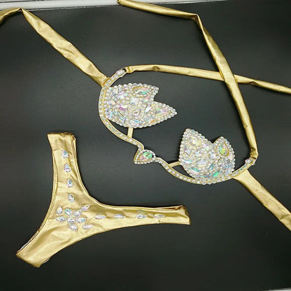 2020 venus vacation diamond bling stones bikini set swimsuit sexy women swimwear summer mature women bathing suit